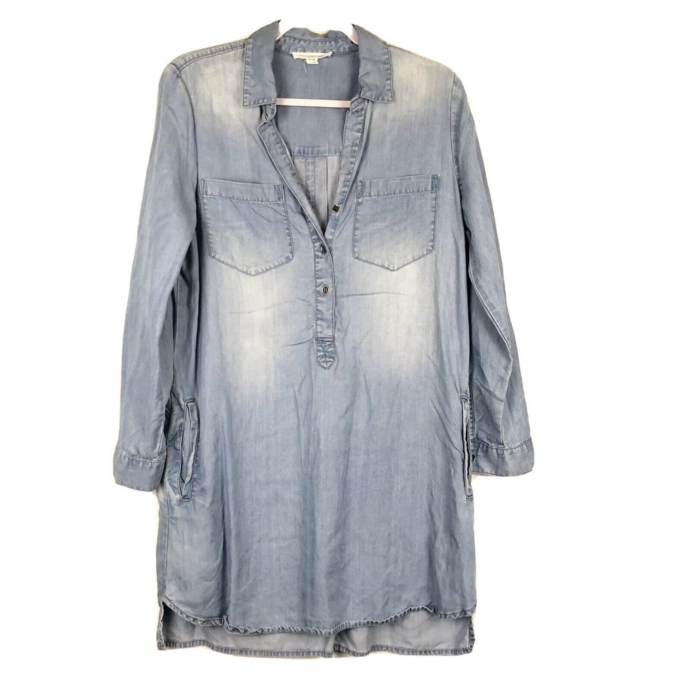 Beach Lunch Lounge womens SHIRT dress‎ Size M Chambray Lyocell Button down BE-10